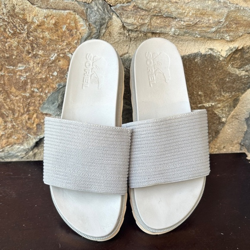 Sorel Ella Slide Sandals Light Gray Women’s Size 7.5